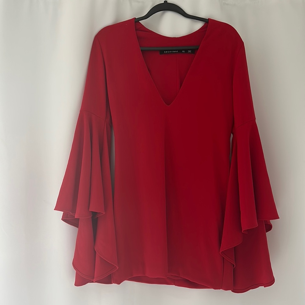 Free People Red mini dress with beautiful sleeves